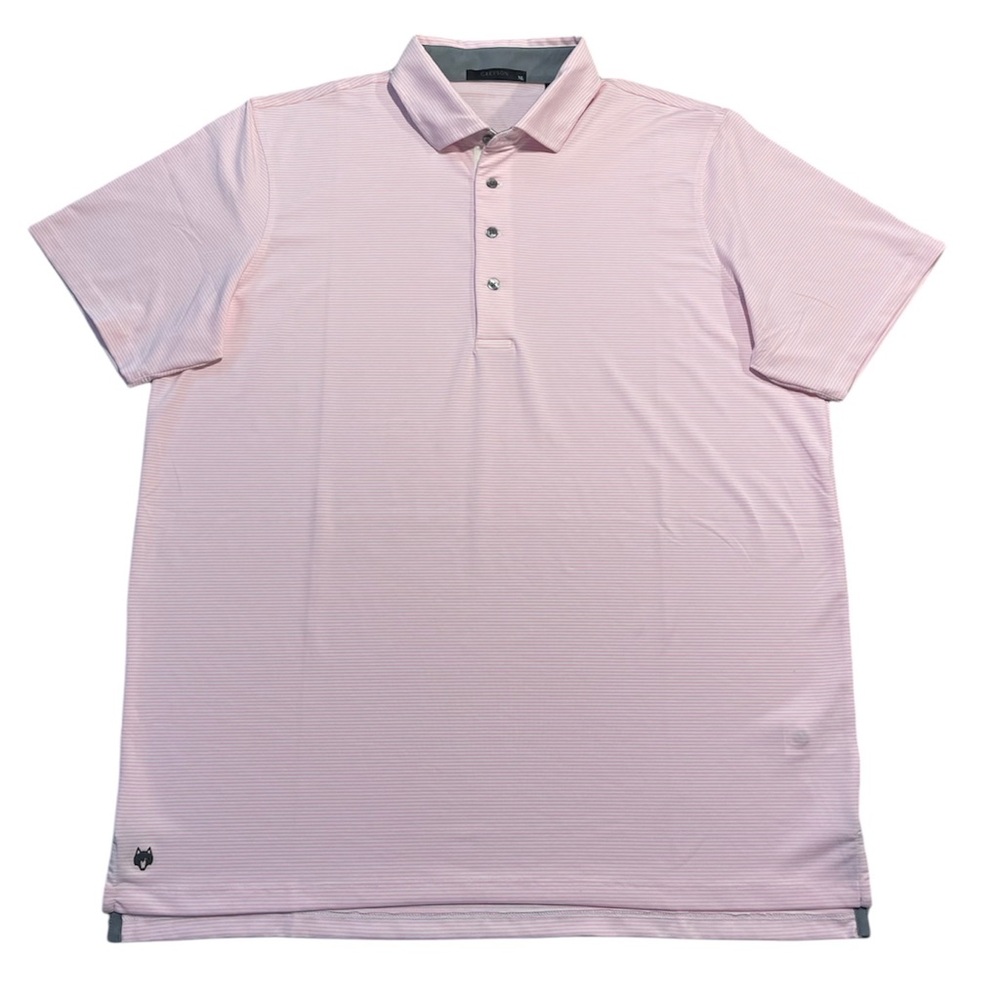 Greyson Golf Polo Shirt Mens Large Pink White Striped. Mens XL